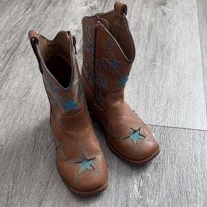 EUC Wonder Nation Brown and Blue Glitter Stars Cowgirl Boots Size 12